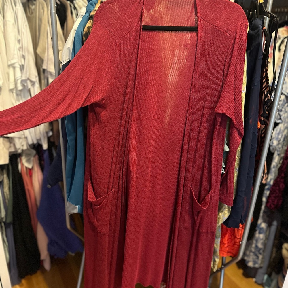 LuLaRoe Red Knit Cardigan Sweater